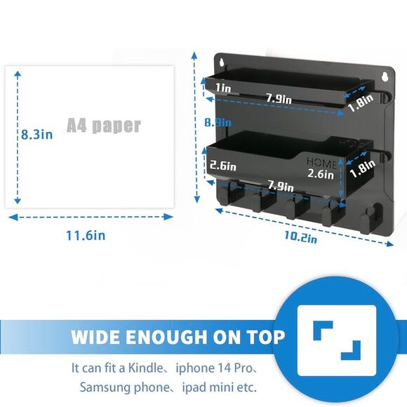 New in box Bedside wall black shelf measurements 8.9" x 10.2" - Picture 6 of 9
